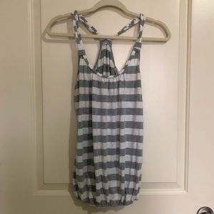 Size M gray & white striped racerback tank